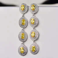 real 14k gold diamond long drop earrings for women bohemia rhinestone stud earring luxury wedding engagement designer jewelry