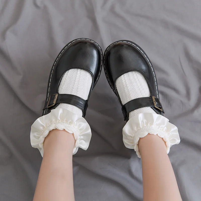

1pair Women Girls Sweet Mesh Short Socks Japanese Lolita kawaii Style Harajuku Frilly Ruffle Lovely White Ankle Socks