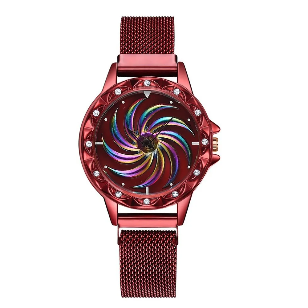 

Women Magnet Buckle Lucky Flower Watch Luxury Ladies Rhinestone Quartz Watch Magnetic Mesh Bracelet Relogio Feminino