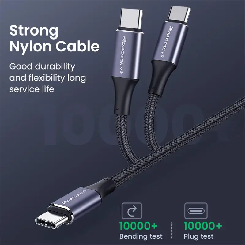 Кабель зарядный сетевой с разъемами USB Type-C и 100/60 Вт |