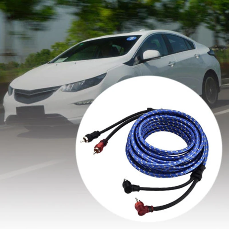 

5M 2 Rca To 2 Rca Plug Car Stereo Audio Cable Amplifier Braided Tool