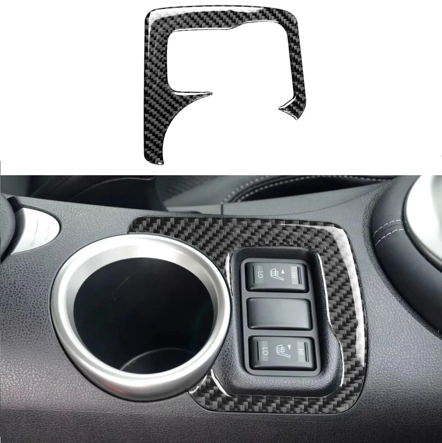 

Carbon Fiber Console Seat Adjustment Button Frame Trim Cover For Nissan 370Z Z34