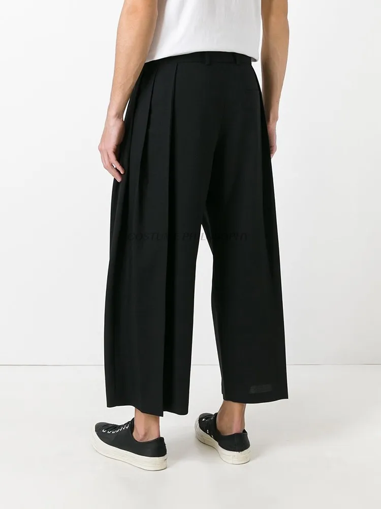 New Men's Clothing Fashion stylist GD fold of slacks and broad-leg trousers plus size singer costumes |