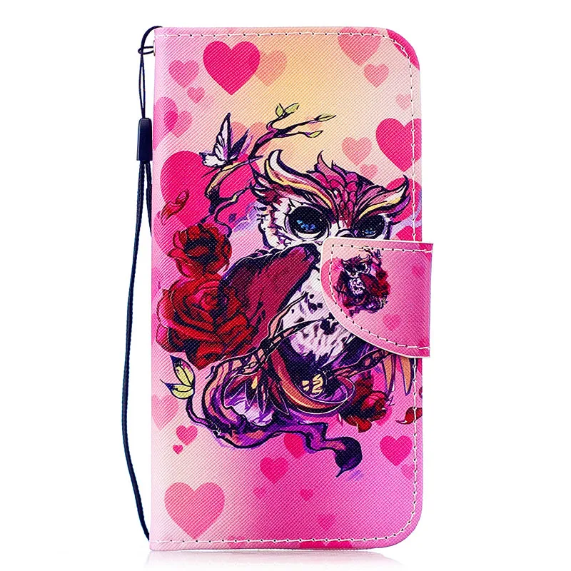 Кота из искусственной кожи чехол-бумажник флип-чехол для телефона для samsung Galaxy S10e S10 S9 S8 S7 S6 край J3 J5 J7 Pro A8 A6 плюс A9 крышка - Цвет: Love Owl