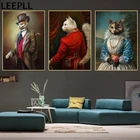 Абстрактная Картина на холсте искусство среднего возраста кот собака джентльмен картина для гостиной Искусство Печать декоративные картины