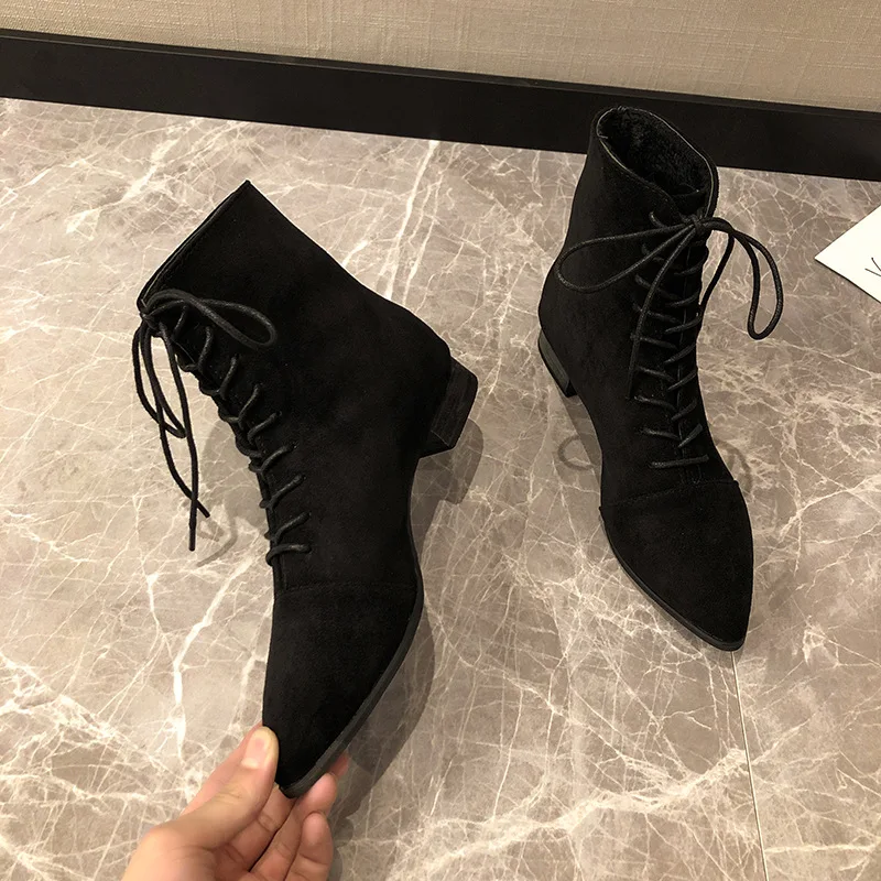 Low Heels booties Brand Women's Shoes 2020 Lady Boots Lace Up Chelsea Clogs Platform Fashion Ladies Rock Rubber | Обувь