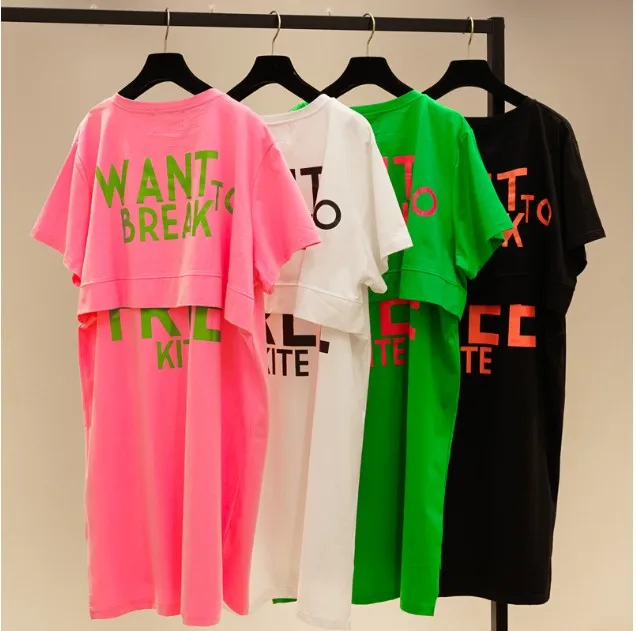 

Женская хлопковая рубашка с принтом алфавита, свободная футболка средней длины с коротким рукавом, Простая рубашка для студентов, лето 2019