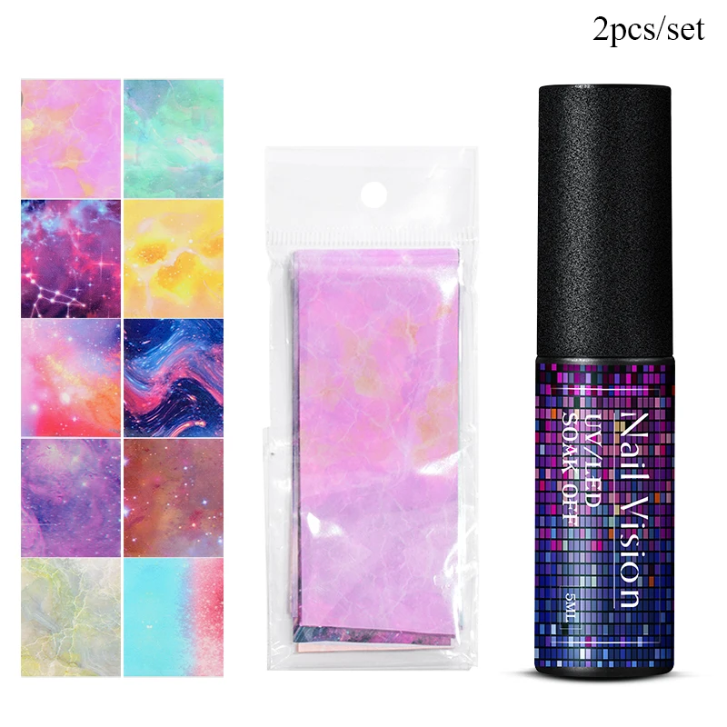 Nail Vision Фольга для ногтей Клей переводной гель-клей Звездный бумажный принт фольга s обертывания Переводные картинки Набор лаков УФ Гель-лак для ногтей лак - Цвет: ZH07003