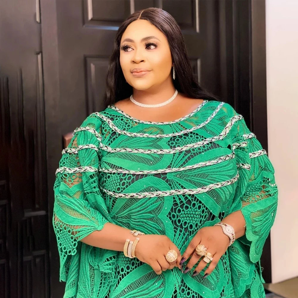 

African Dresses for Women 2021 New Africa Outfit Dashiki Lace Plus Size Boubou Robe Africaine Femme Party Evening Kaftan