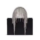 Женская прозрачная вечерние-мессенджер через плечо, с кисточкой и стразами