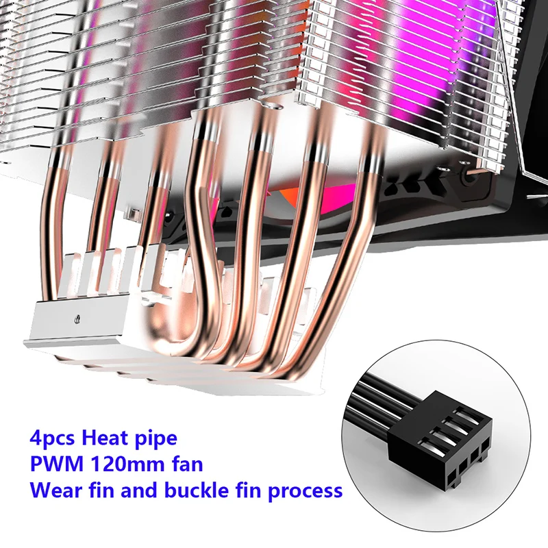 PCCooler GI-X4S AMD Процессор Кулер 4 теплотрубки радиатор охлаждения PWM Fan RGB 120 мм игровой