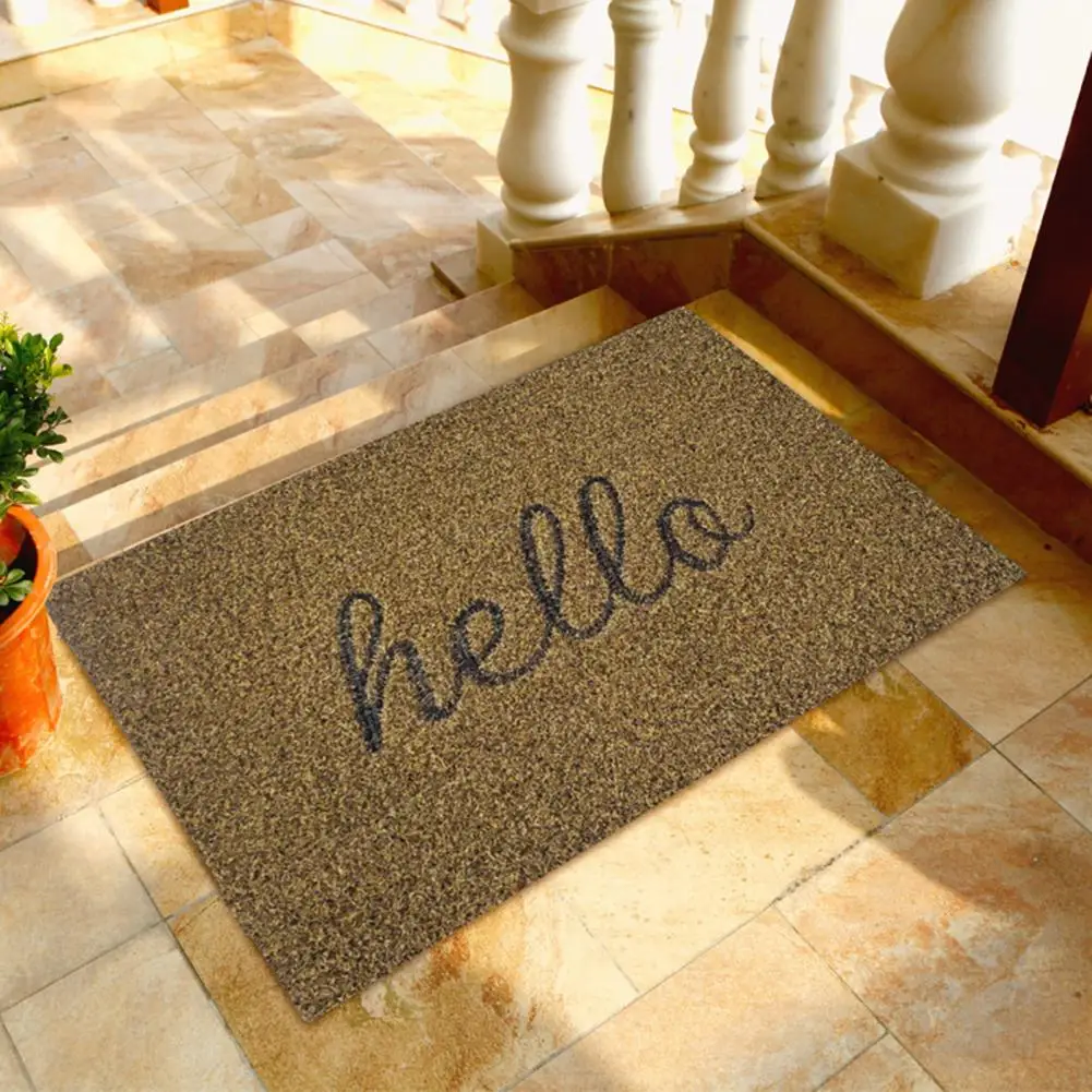 

Black Durable Front Door Mat Welcome Letter Print Home Decor Durable Front Entrance Floor Mat for Living Room Toilet Supplies