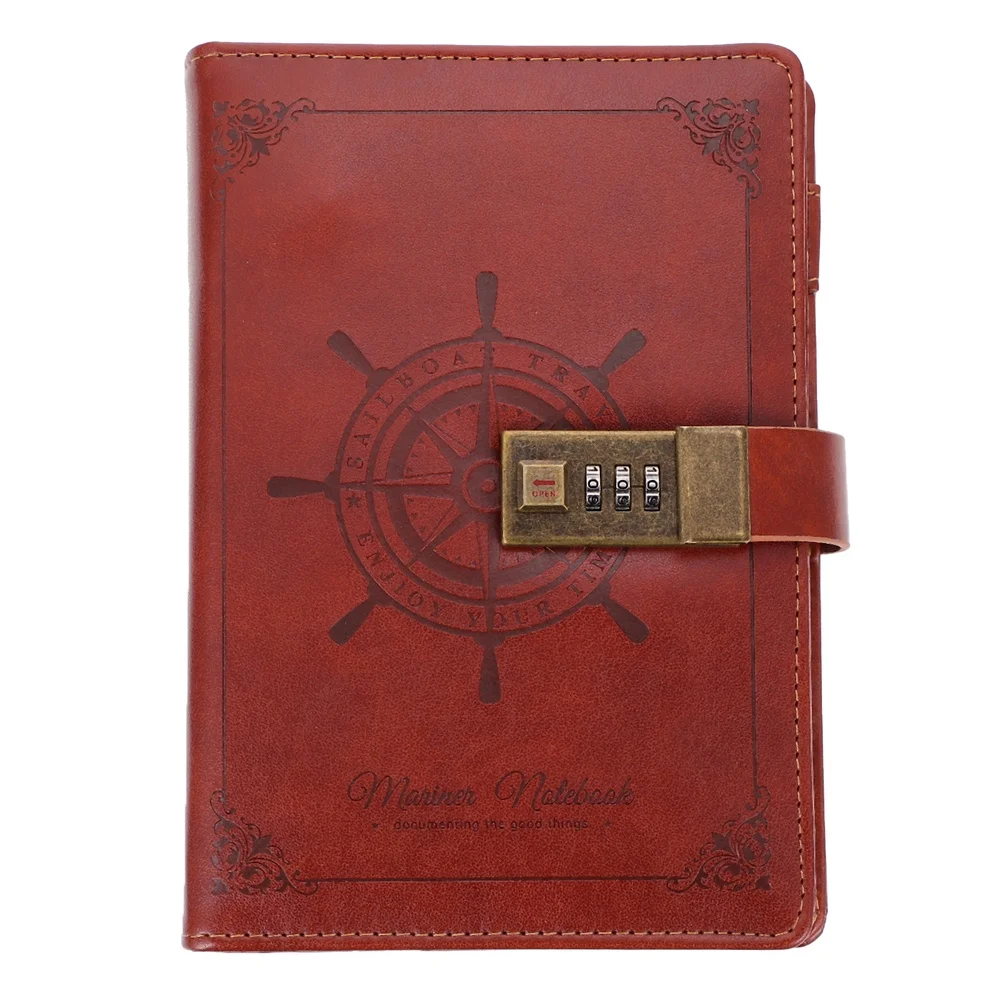 

1pc Premium Coded Lock PU Vintage Notebook Diary Book Note Pad for Daily Use