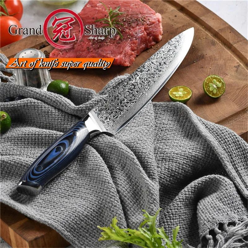 Набор кухонных ножей Grandsharp VG10 из дамасской стали комплект 2 предметов шеф-повар