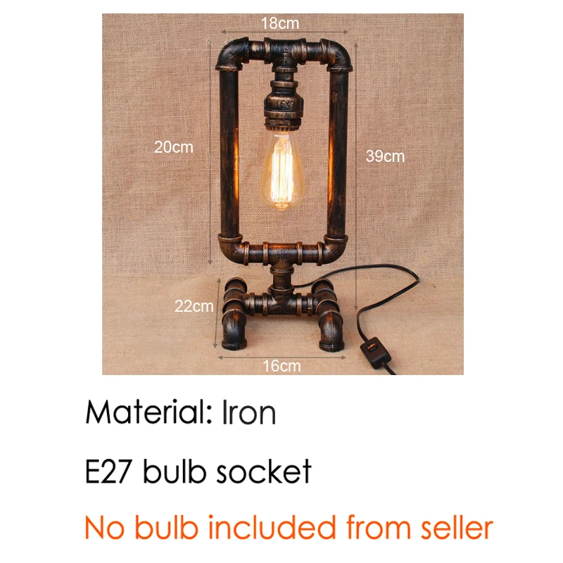 Потолочная настольная лампа в стиле индастриал Лофт железная водопроводная
