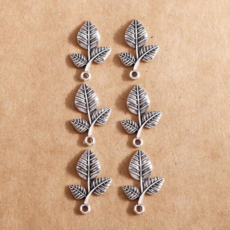 

20pcs 14x23mm Retro Silver Color Leaf Charms for Pendants Necklaces Bracelets Earrings DIY Handmade Crafts Jewelry Making