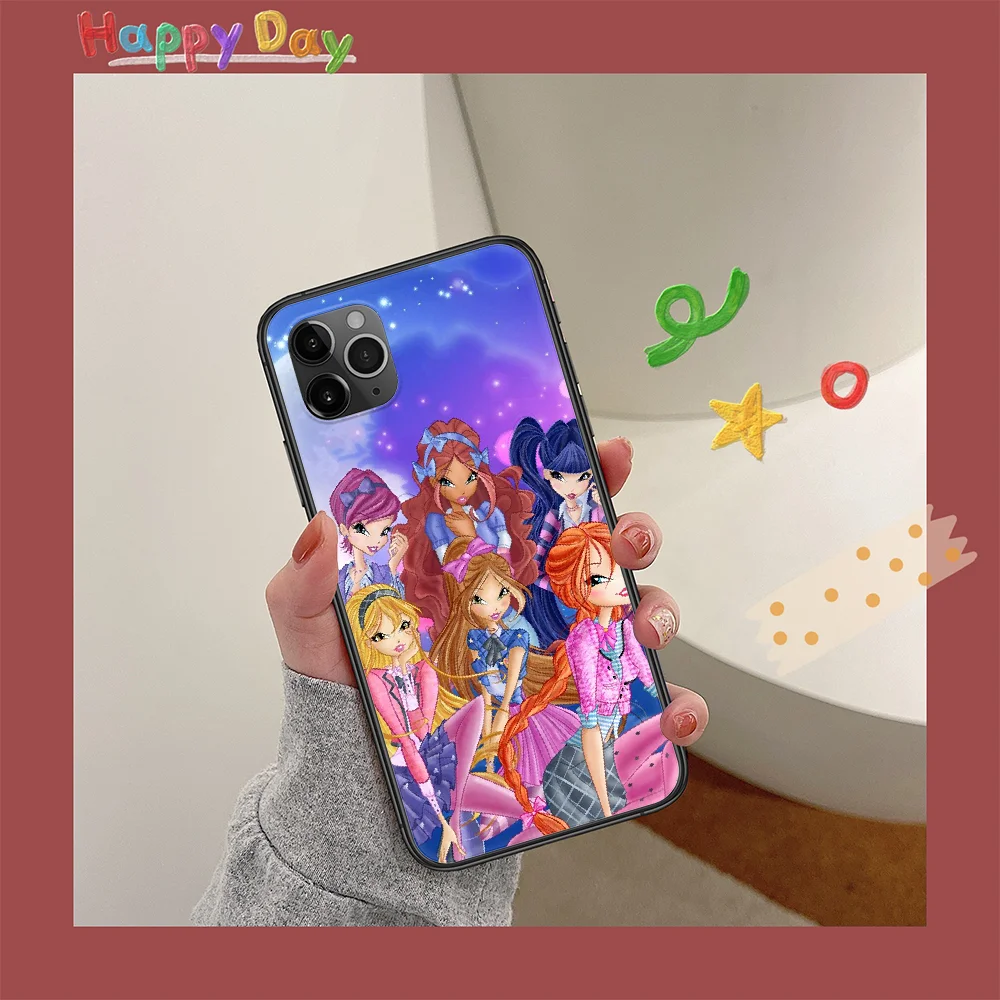 

Cartoon Lovely Girl Winx Clubss Phone Case For Iphone 11 12 Mini PRO XR X XS MAX 6 6s 7 8 Plus 4 5 5s SE 2020 black Cover Trend