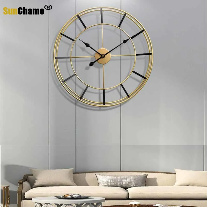 

50cm Large Round Metal Wall Clock Silent Watch Modern Design Clocks for Home Decor Office European Style Reloj De Pared