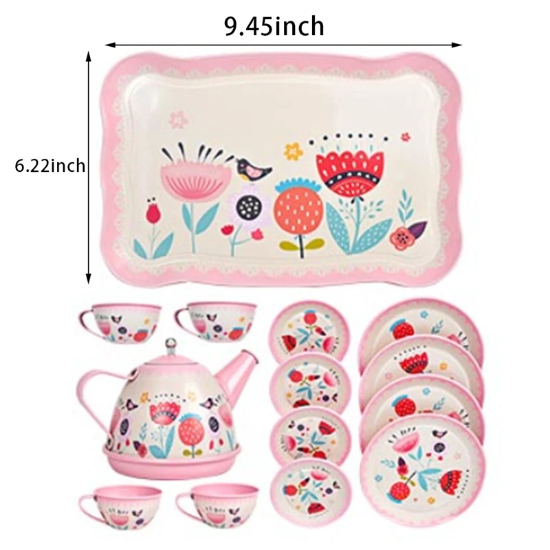 

Metal Simulated Teapot Teacup British Style, Afternoon Tea Tinplate Toys, Kids Tea Party Pretend Play Toys(12 PCS)