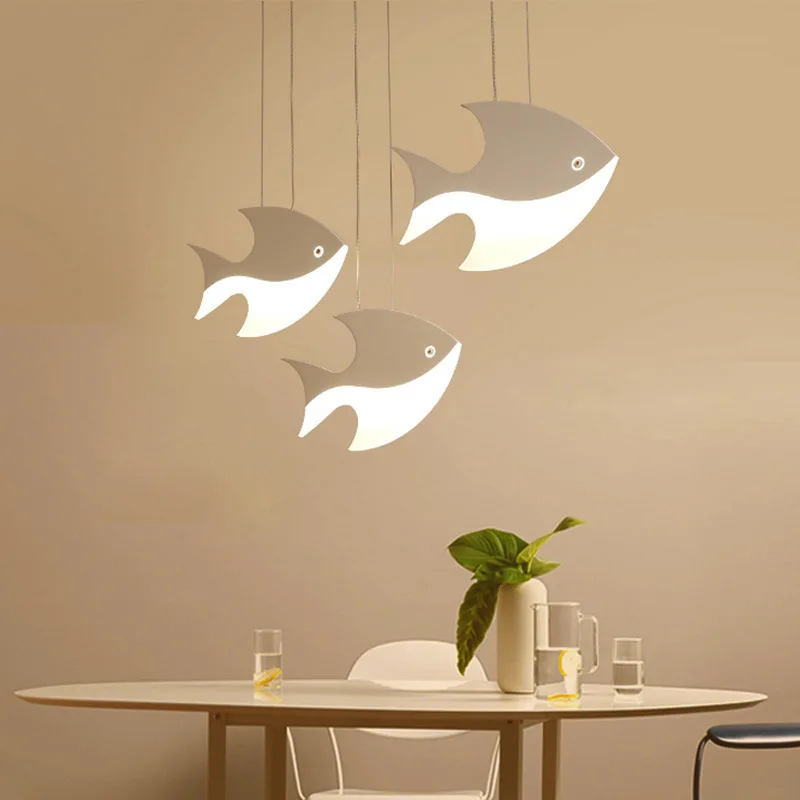 

Nordic dining room chandelier 1/3/4/5 heads Art Creative fish shape Decor Home Indoor Lighting Kitchen Island Restaurant hanging