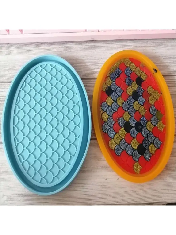 

Fish Scale Storage Box Epoxy Resin Mold Plate Tray Silicone Mould DIY Craft Tool B36D