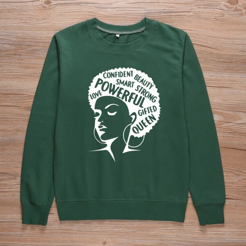 ONSEME афро леди Графический свитер женский наряд христианский Crewneck Толстовка Унисекс уличные пуловеры Толстовка спортивный костюм - Цвет: Green-White