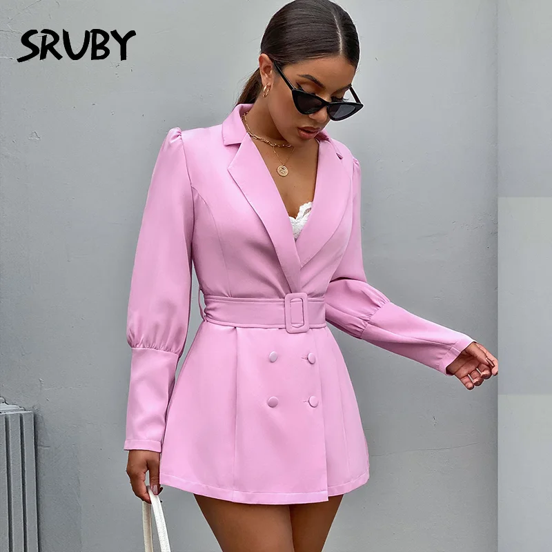 Женский блейзер SRUBY однотонные блейзеры на пуговицах пальто с лацканами кардиган