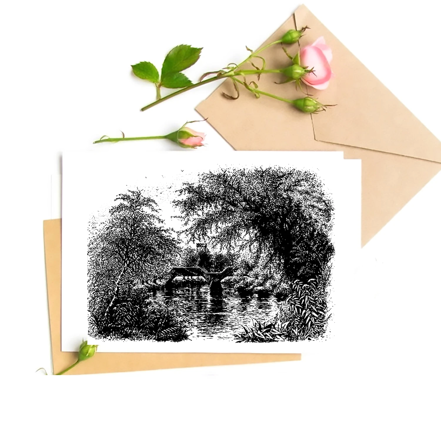 

Tree / River Transparent Clear Stamps for DIY Scrapbooking/Card Making Stamps Fun Decoration Supplies