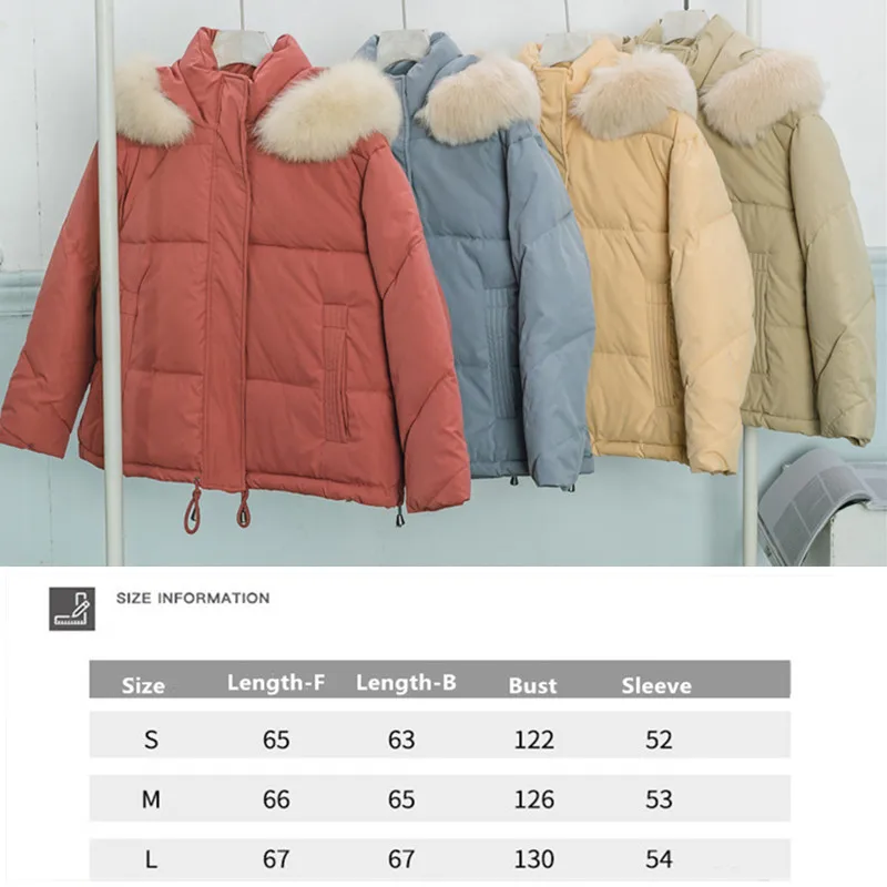 

Winter Student Short Down Jacket Outdoor Camping Trekking Sport Windbreaker Women's College Loose Thickened Warm Coat Tops