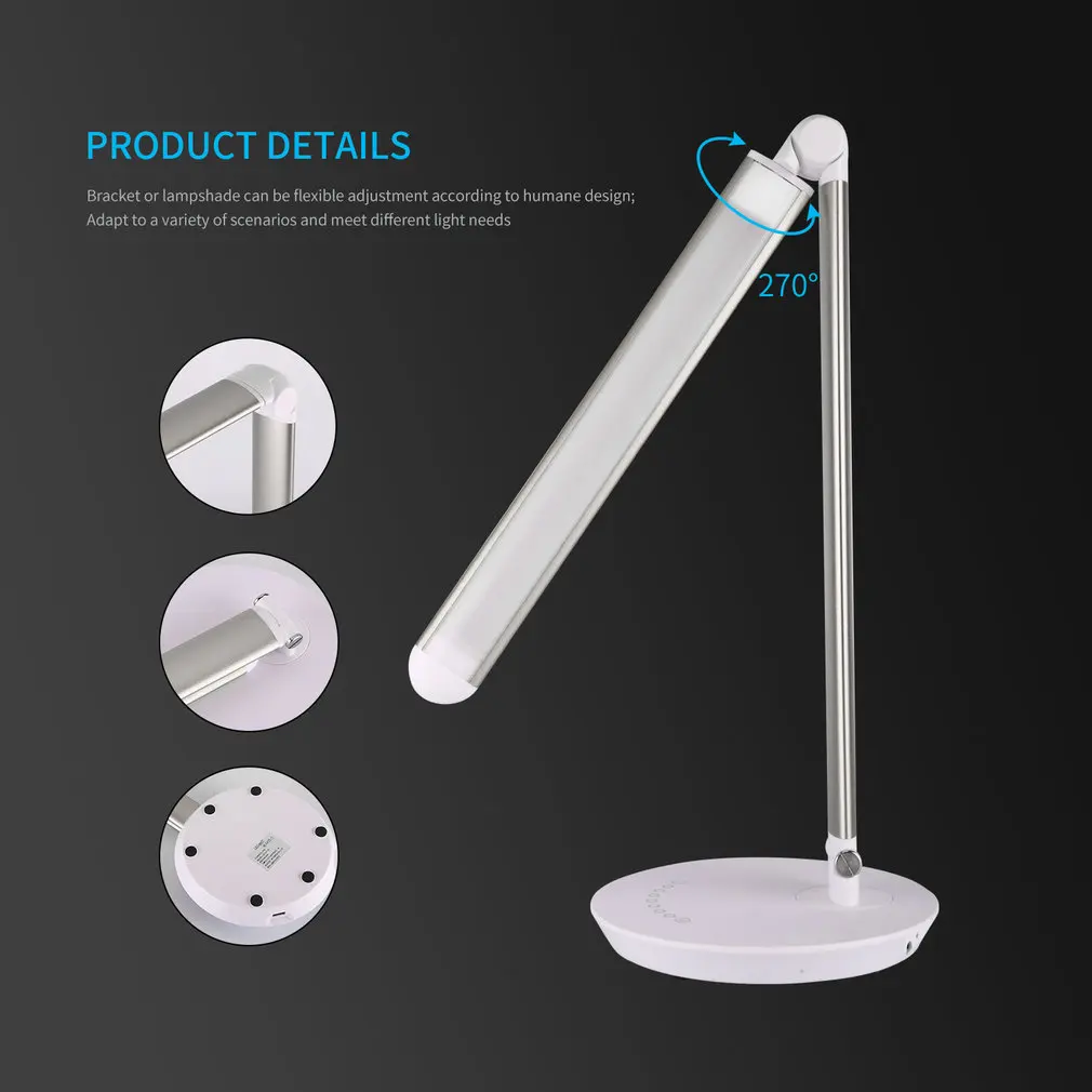 

Folding Design Dimmable LED Desk Table Lamp Touch Switch 7 Level Brightness Dimming Light Highly Sensitive Touch Dimmer ZL-308