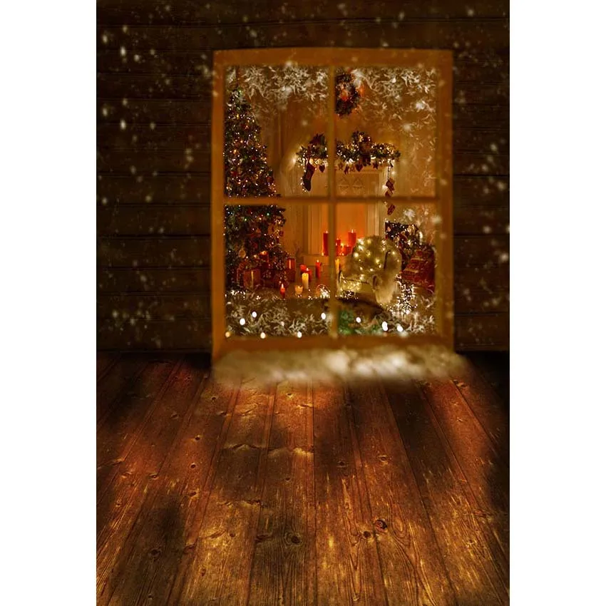 Тонкий виниловый полиэстеровый фон для фотосъемки Рождество окна дети