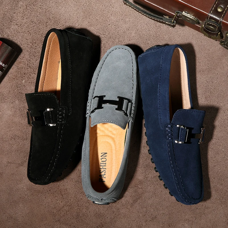 

Classic Set of Feet Men Peas Shoes Walking Loafers Breathable Comfortable Mens Moccasins Shoes Nubuck Leather Shoes N0-29