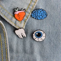 fashion jewelry cartoon cute organ brain eye tooth metal brooch pins button pins brooch denim pin badge funny gift fashion