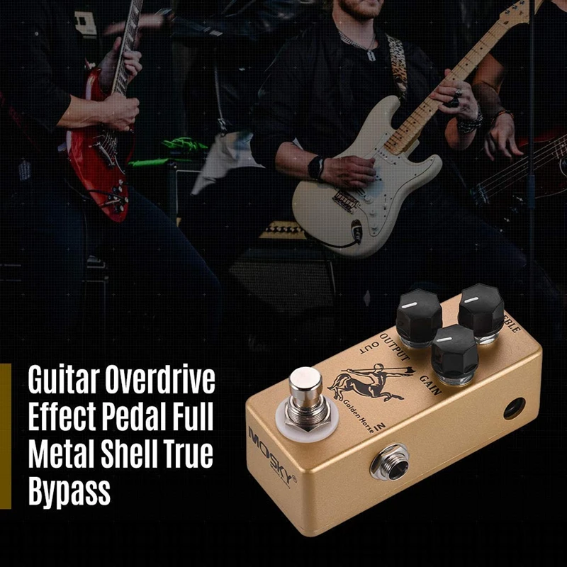 MOSKY Horse Guitar Effect Pedal Overdrive Full Metal Shell True Bypass Parts &amp Accessories Gold | Спорт и развлечения