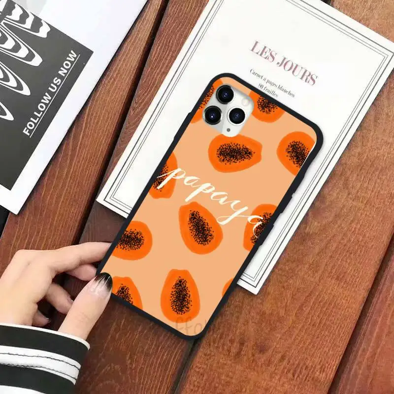 

Fruit papaya cartoon art pattern Phone Case for iPhone 11 12 mini pro XS MAX 8 7 6 6S Plus X 5S SE 2020 XR luxury shell cover