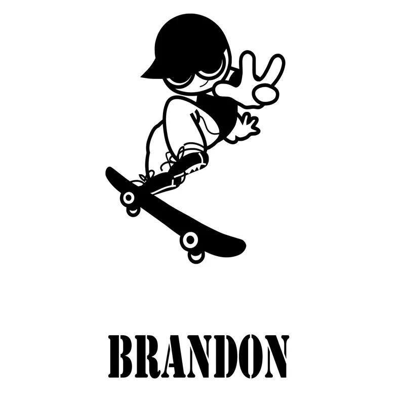 

Boys Skater Wall Stickers Home Decor Kids Bedroom Wall Decals Vinyl Customized Name