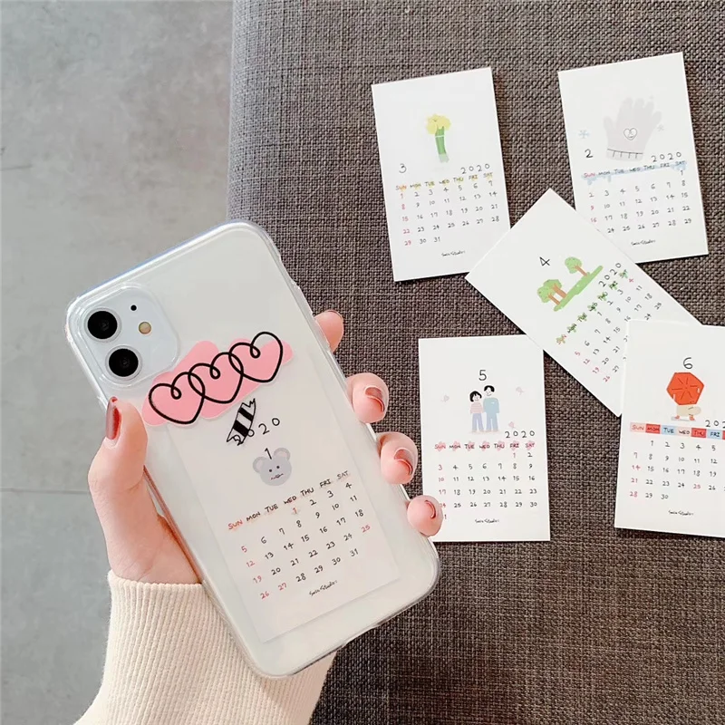 Дата календаря карты 2020 чехол для 11Pro iPhone 11 Pro Xs Max Xr X 6 6S 7 8 Plus Милая художественная