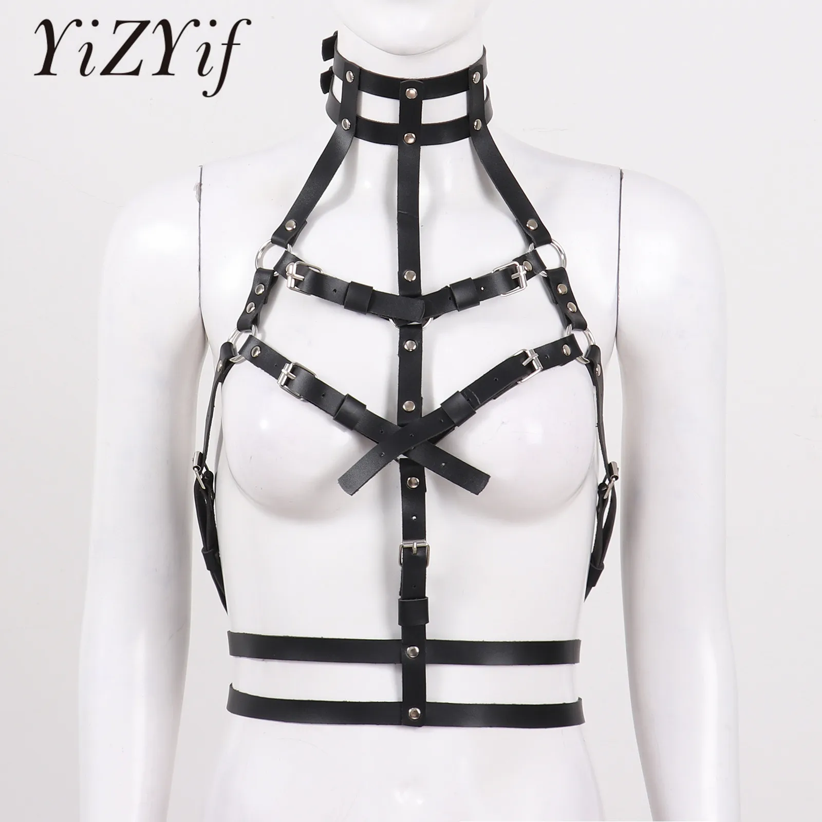 

Women Suspender Body Chest Harness AdjustableLeather Shoulder Strap, Chest Strap, Punk Body, Chest Cage Belt Women Sexy Clubwear