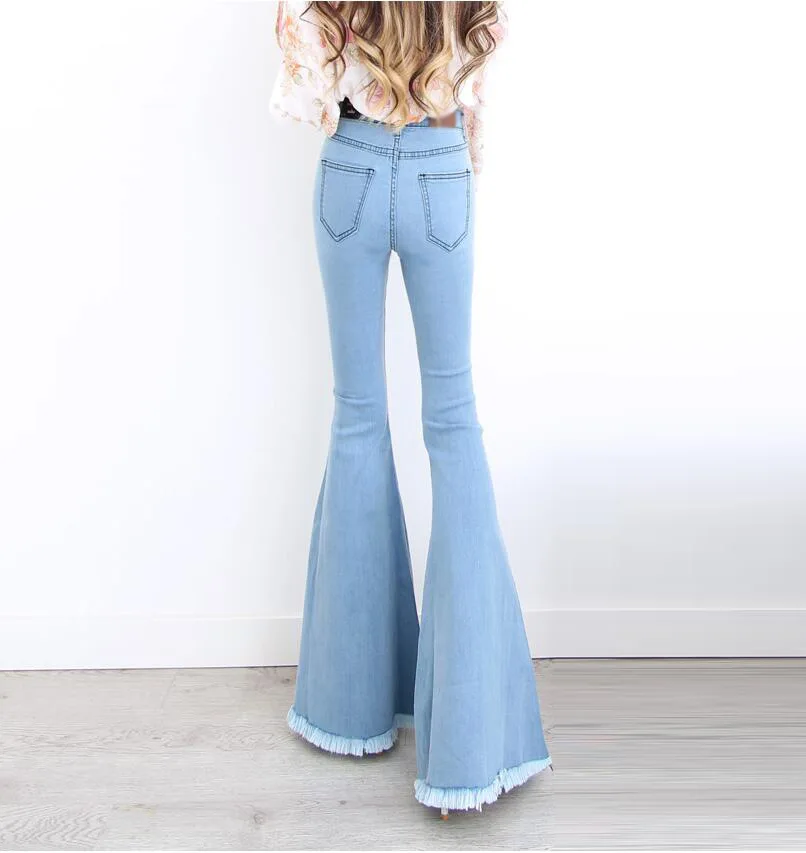 Новинка расклешенные джинсы для женщин Подиумные в ретро стиле обтягивающие