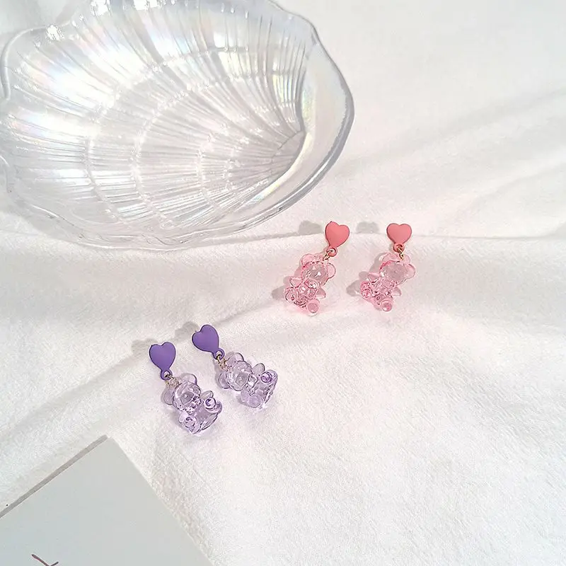 

Candy Colors Bears Stud Earrings Ins Style Y2k Cute Sweet Summer Trendy Cartoon Lovely Jewelry Acrylic Earrings for Girls
