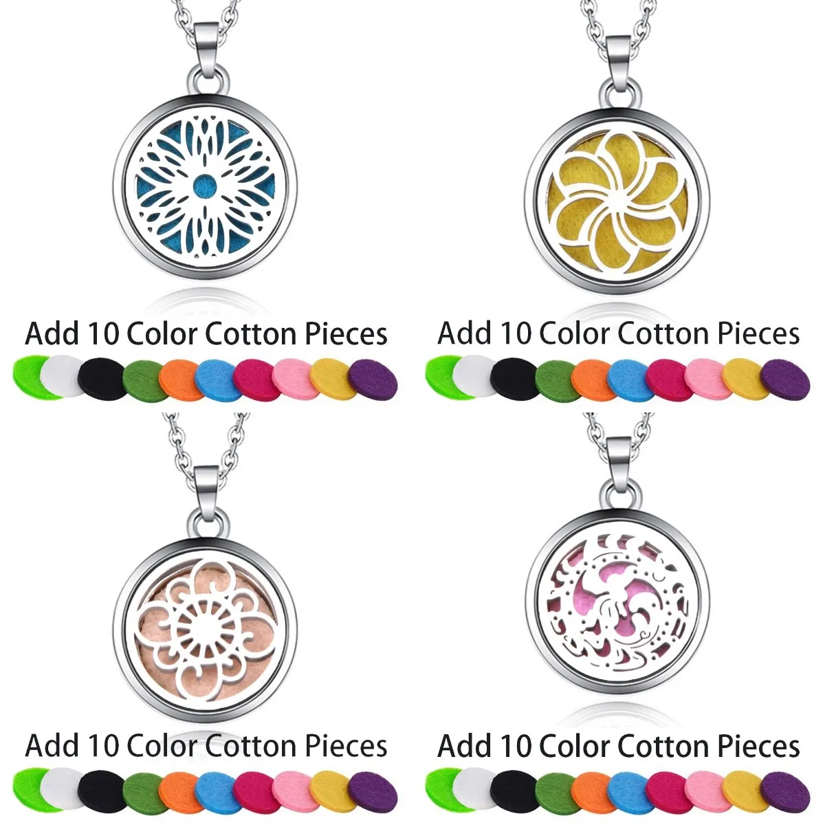 

10Pcs/Lot DropShipping Women Aromatherapy Essential Oil Diffuser Locket Perfume Necklace Perfume Locket With 10pcs Cotton Pad