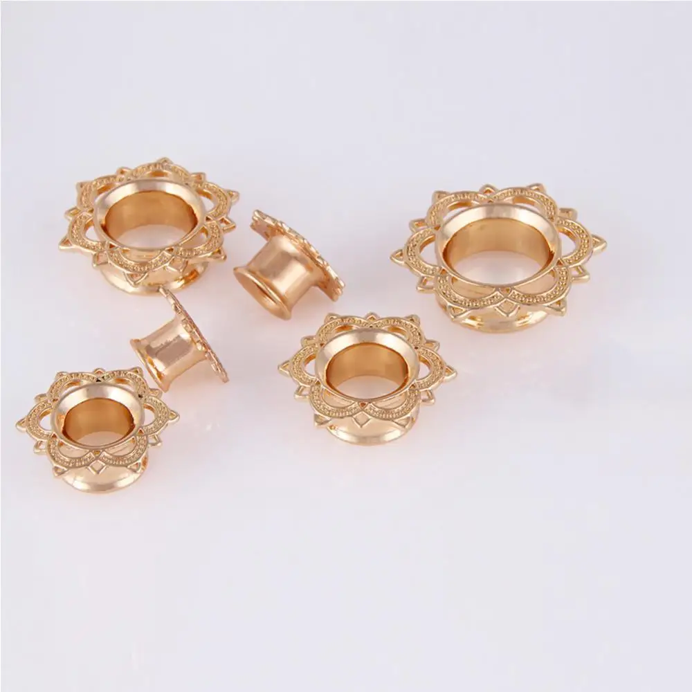 

1Pc Unisex Lotus Flower Ear Plug Double Flare Gauge Expander Piercing Jewelry