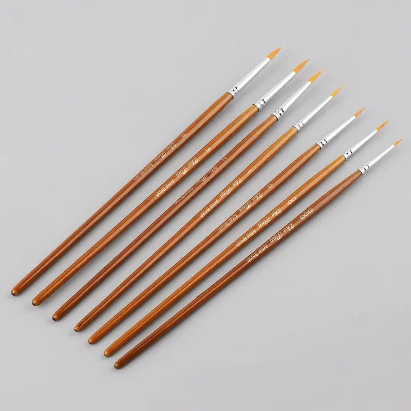 

7pcs/set Professional Detail Paint Brush Fine Pointed Tip Miniature Brushes For Acrylic Watercolor Oil Drawing Kits