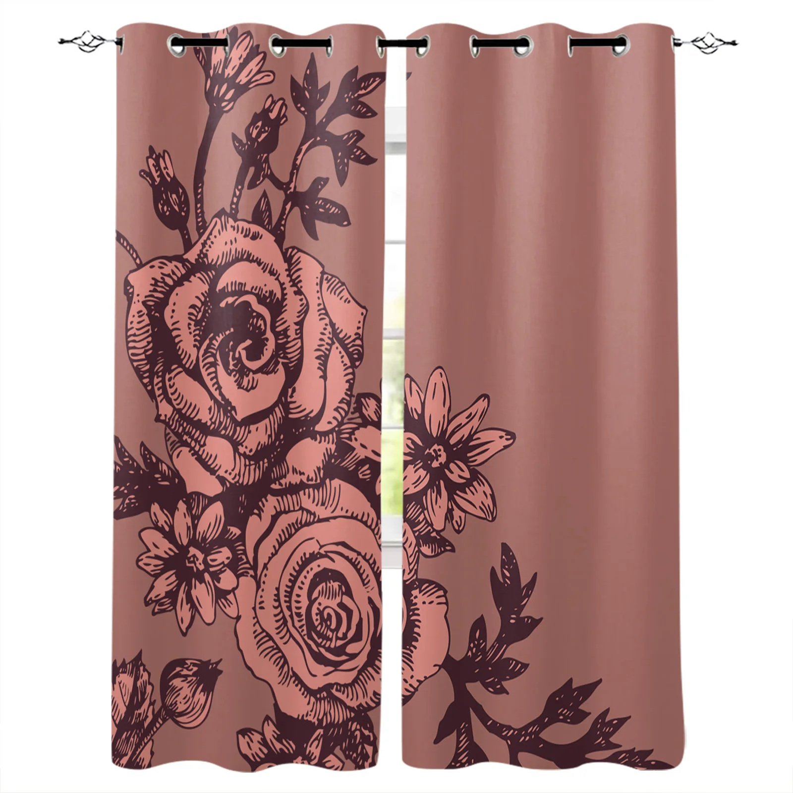 

Vintage Flower Roses Bedroom Kitchen Curtain Home Decoration Modern Children Window Curtains for Living Room Decorative