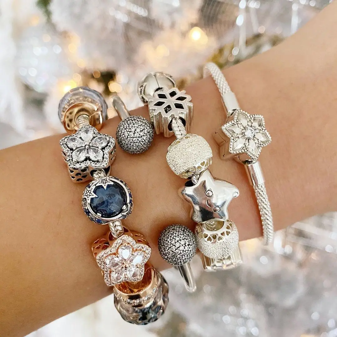 

HOT SALE 925 Sterling Silver Shine Star New Series Beads Charms fit Original Pandora Bracelet Women Fashion DIY Jewelry