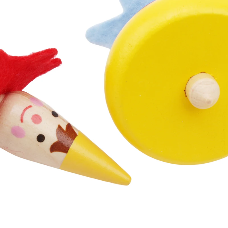 Baby Rotate 2Pcs Wooden Clown Toy Children Tumbler Grow Intelligence Kids Classic Gyro Educational Spinning Top | Игрушки и хобби