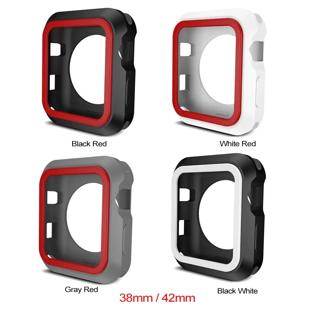 Двойной цвет силиконовый защитный чехол силиконовая рамка для Apple Watch iWatch 38 мм 42 1/3