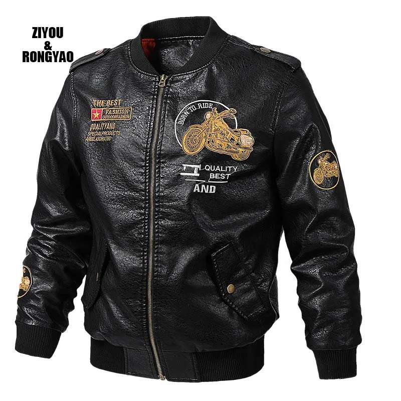 Кожаная мужская классическая мотоциклетная куртка тонкая Толстая байкерская на