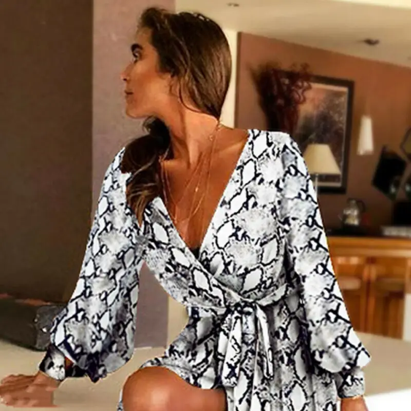 Платье женское с принтом змеиной кожи повседневное длинное вечернее свободного