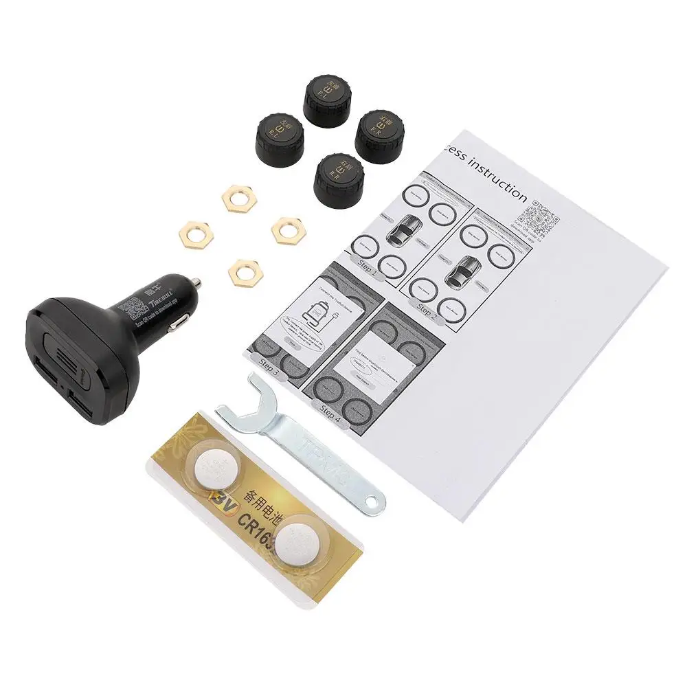 

4PCS Sensor TPMS Car Tire Pressure Monitoring System 2020 Mobile APP Tire Pressure Alarm NEW Cigarette Lighter